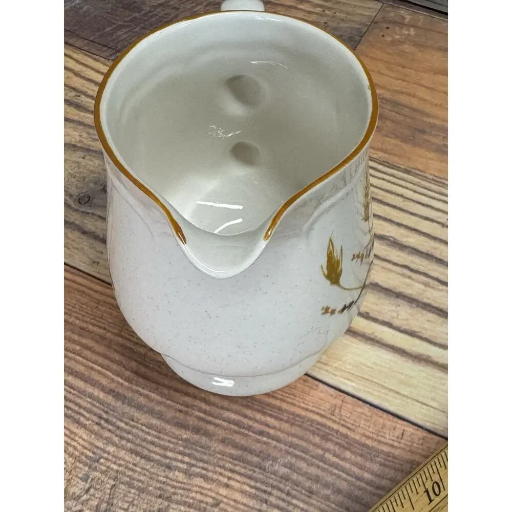 Vintage 1970s Sangostone Autumn Wheat Creamer‎ & Sugar bowl w Lid Set Korea